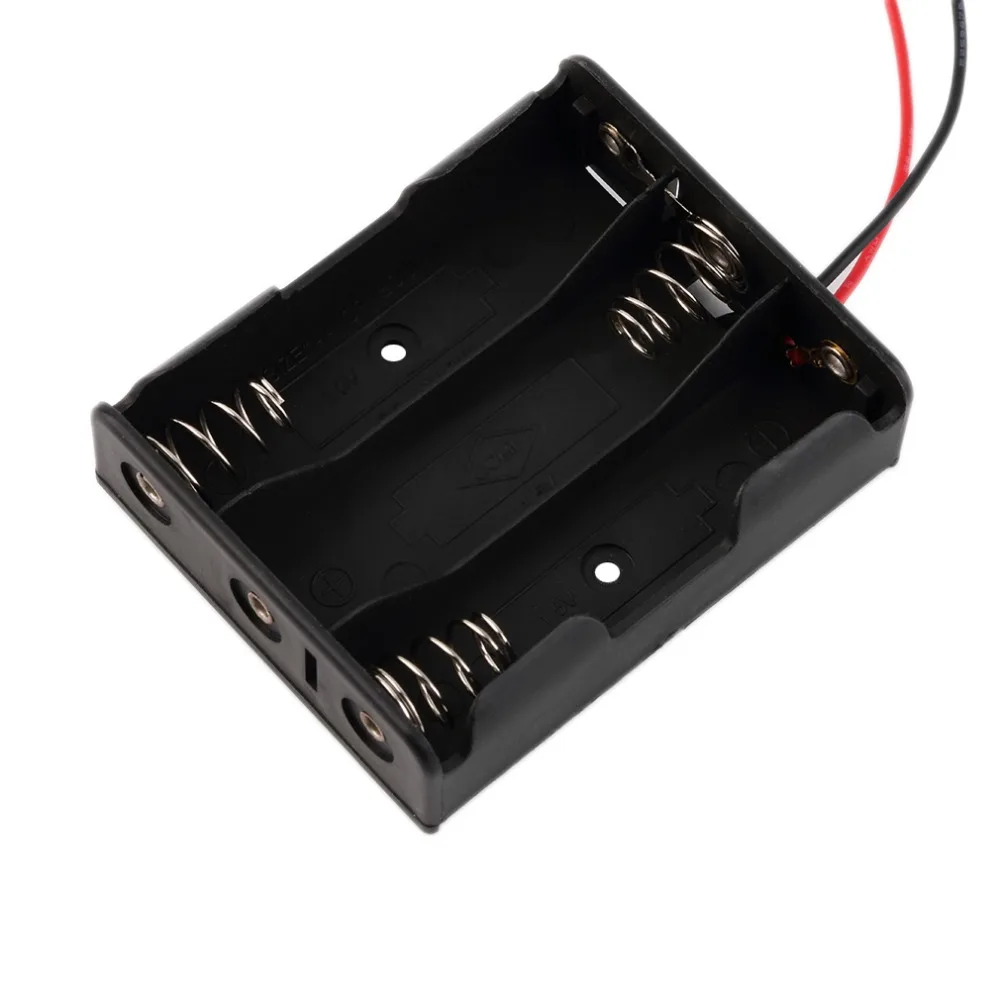 

Wholesale 3 x AA Battery Storage Case Plastic Box Holder with Cable Lead for 3 Packs Standard AA 1.5V Batteries 10pcs/lot