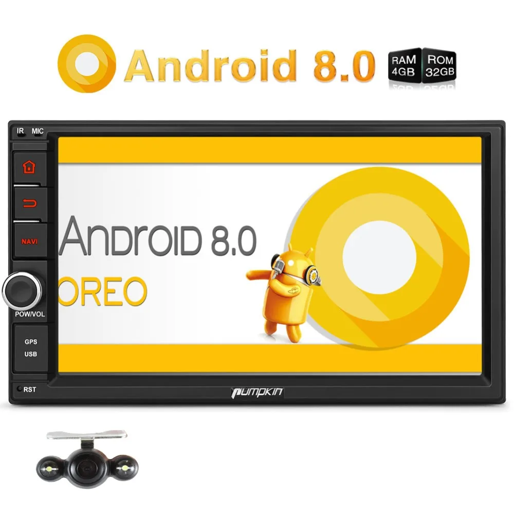 

Pumpkin 2 Din 7'' Android 8.0 Universal Car Radio No DVD Player GPS Navigation Car Stereo 4GB RAM Wifi 4G Fast Boot Headunit