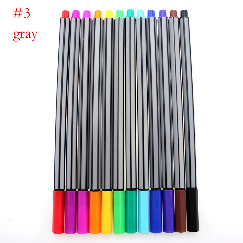 YDNZC 12 цветов/набор 0,4 мм Fineliner Art Mark ручка Акварельная ручка для рисования волоконная ручка для рисования - Цвет: gray - 12 colors