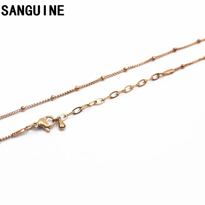 

Newest 5pcs/lot Stainless Steel Rose Gold Bead Chains Lobster Clasp Necklace 45+5cm Chains Jewelry For Floating Locket Women