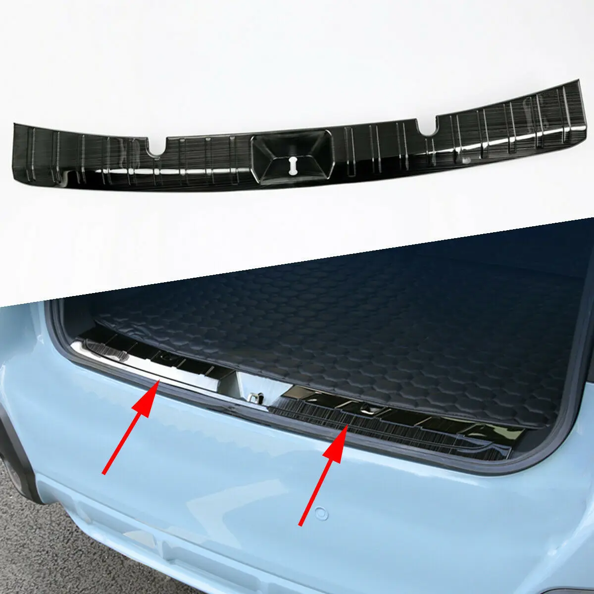 Black titanium OUTER Rear Bumper Protector Cover Trim For 2016-2018 Toyota RAV4