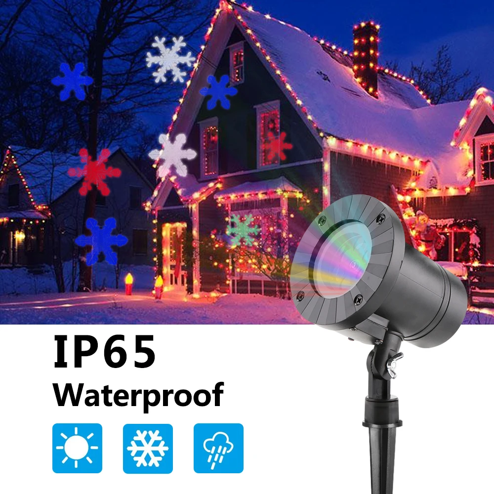 

Christmas Snowflake Laser Projector Lamps Outdoor IP65 Waterproof Moving Xmas Party Landscape Decoration LED Lights Garden Lamps