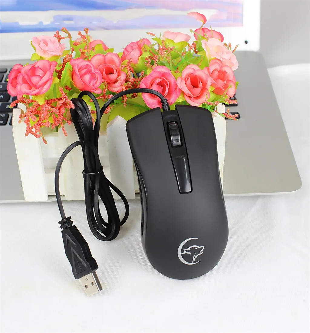 

Wired 2400DPI Optical USB Ergonomic Mouse For Gamers Computer Office PC