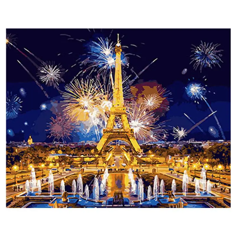 

Eiffel Tower Framed Pictures DIY Painting By Numbers DIY Oil Painting On Canvas Home Decoration Drop Shipping GX26543 40X50CM