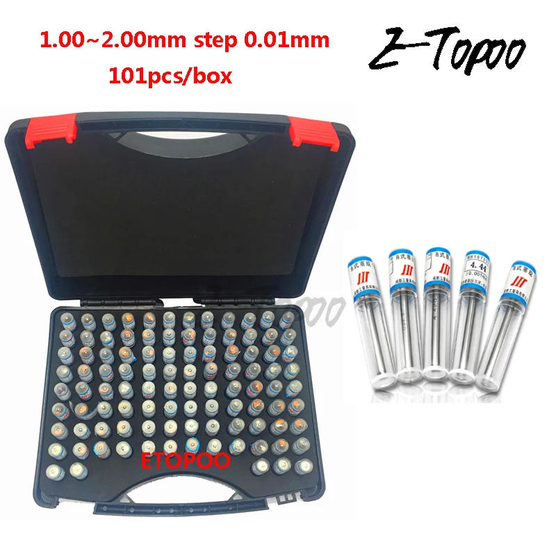 

1.00~2.00mm Steel Pin Gauge pin Measuring Tool 1.00~2.00 step 0.01mm hole Measuring Tools 101pcs/lot