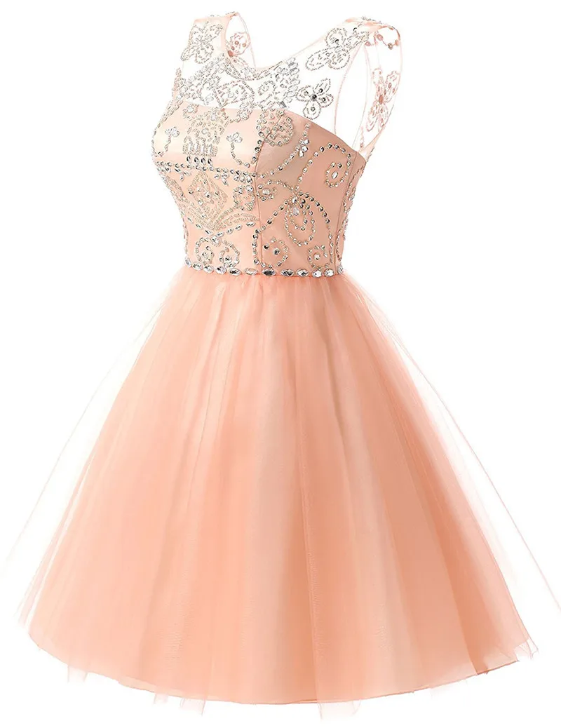 Gardlilac Тюлевая аппликация вышивка бисером короткое платье для выпускного вечера розовый желтый синий мини-платье без рукавов для выпускного вечера