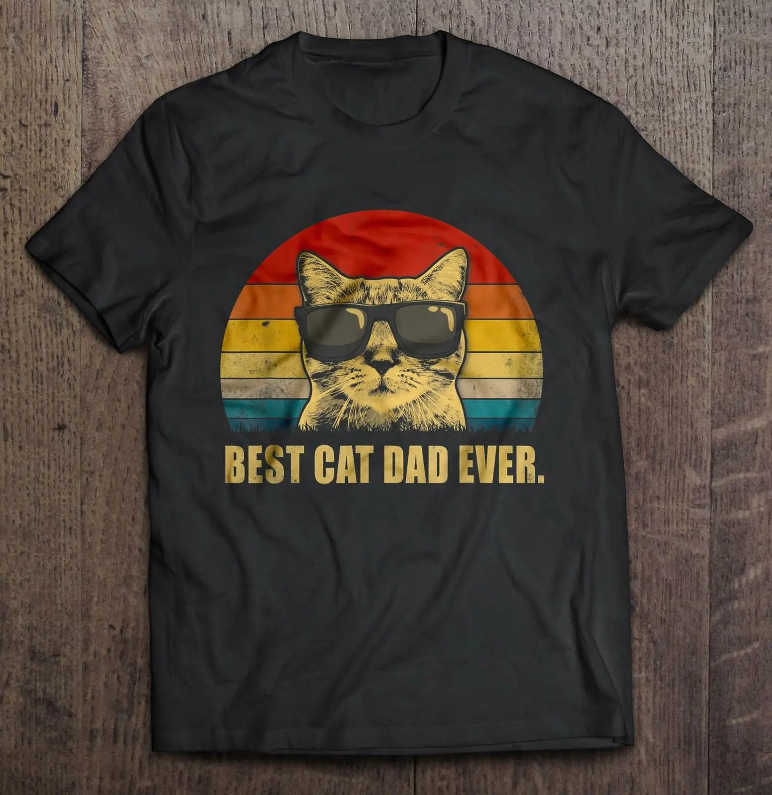 

Funny Design Best Cat Dad Ever Vintage Version Men T-Shirt