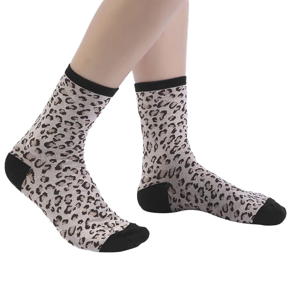 Носки для рождественских праздников; женские носки; короткие носки; calcetines mujer divertido; Комплект носков средней длины с леопардовым принтом; #4