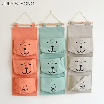 

JULY'S SONG Hanging Storage Bag Dog Pattern Wall Mounted Hanging Organizer Makeup Cosmetic Sundries Organiser Container Box Bags