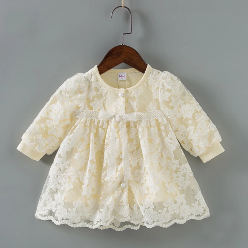 

Baby Dress Christening Baptism Gown First Birthday Dress Long Sleeve Toddler Girls Clothes Lace Frock B014 Vestidos Infantil