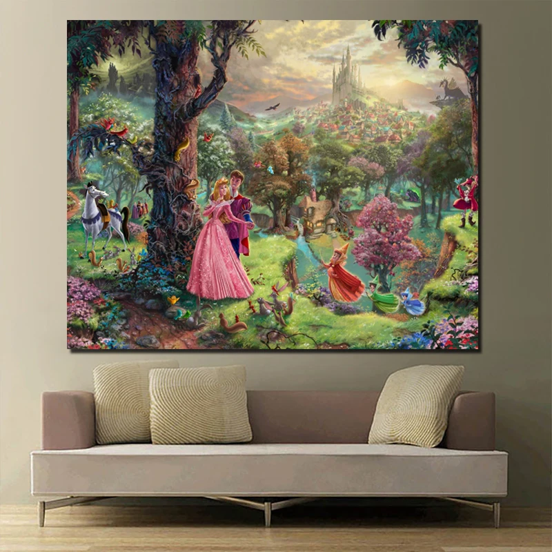 

Thomas Kinkade Sleeping Beauty Wall Art Canvas Painting Posters Prints Modern Painting Wall Pictures For Living Room Home Decor