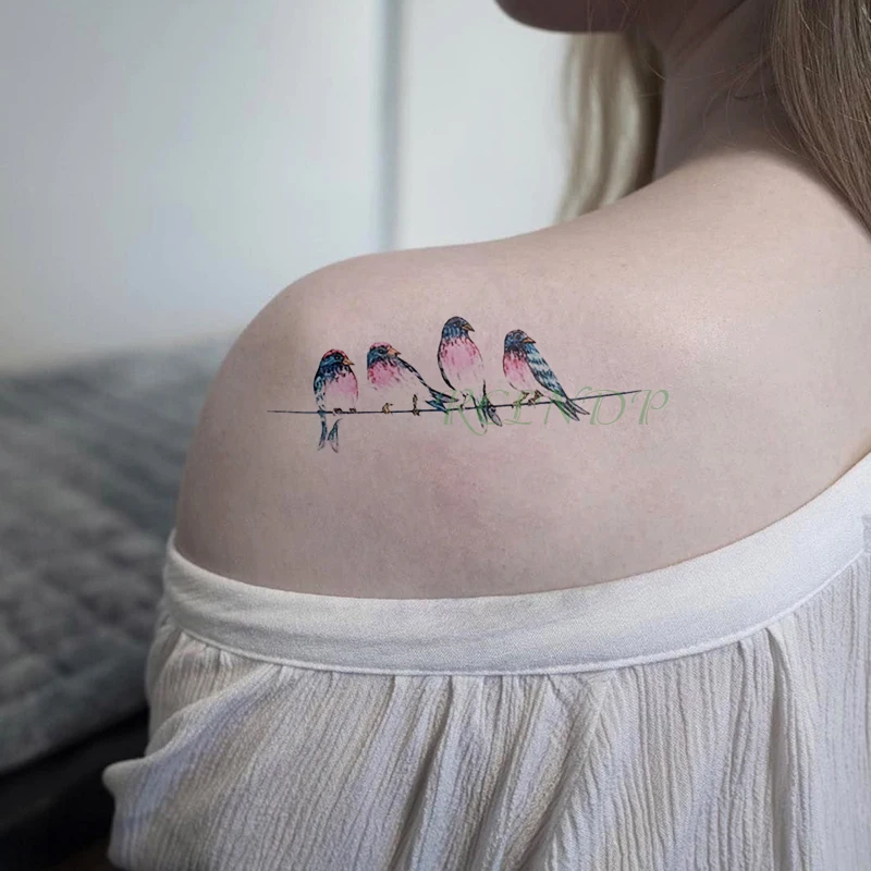 Водостойкая временная татуировка наклейка Сова Татуировка Птица Животное тату вспышка Затмение поддельные татуировки для мужчин и женщин - Цвет: Небесно-голубой
