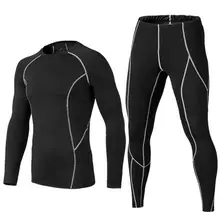 Men’s Tight Running Jogging Suits Warm Sports Clothes Long T-shirt +Pants Gym Fitness Workout Tights Sweater Leggings