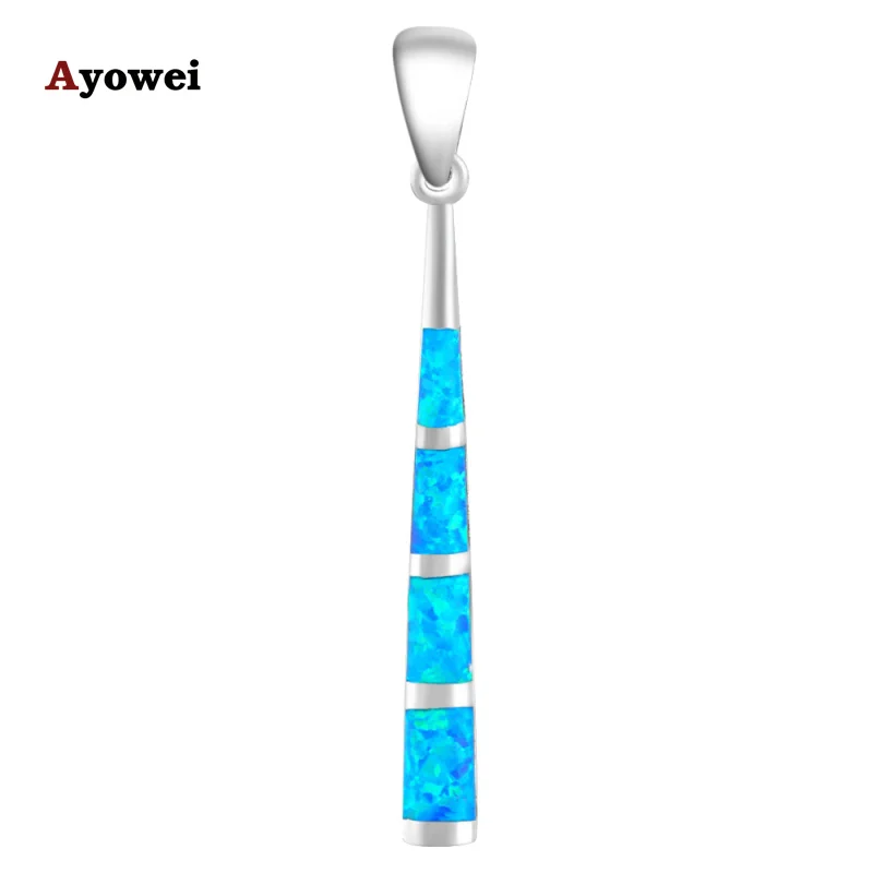 

Delicate style Long Pendant Stamped Silver Classic Blue Fire Opal Fashion jewelry Necklace Pendants for Ladies OP550A
