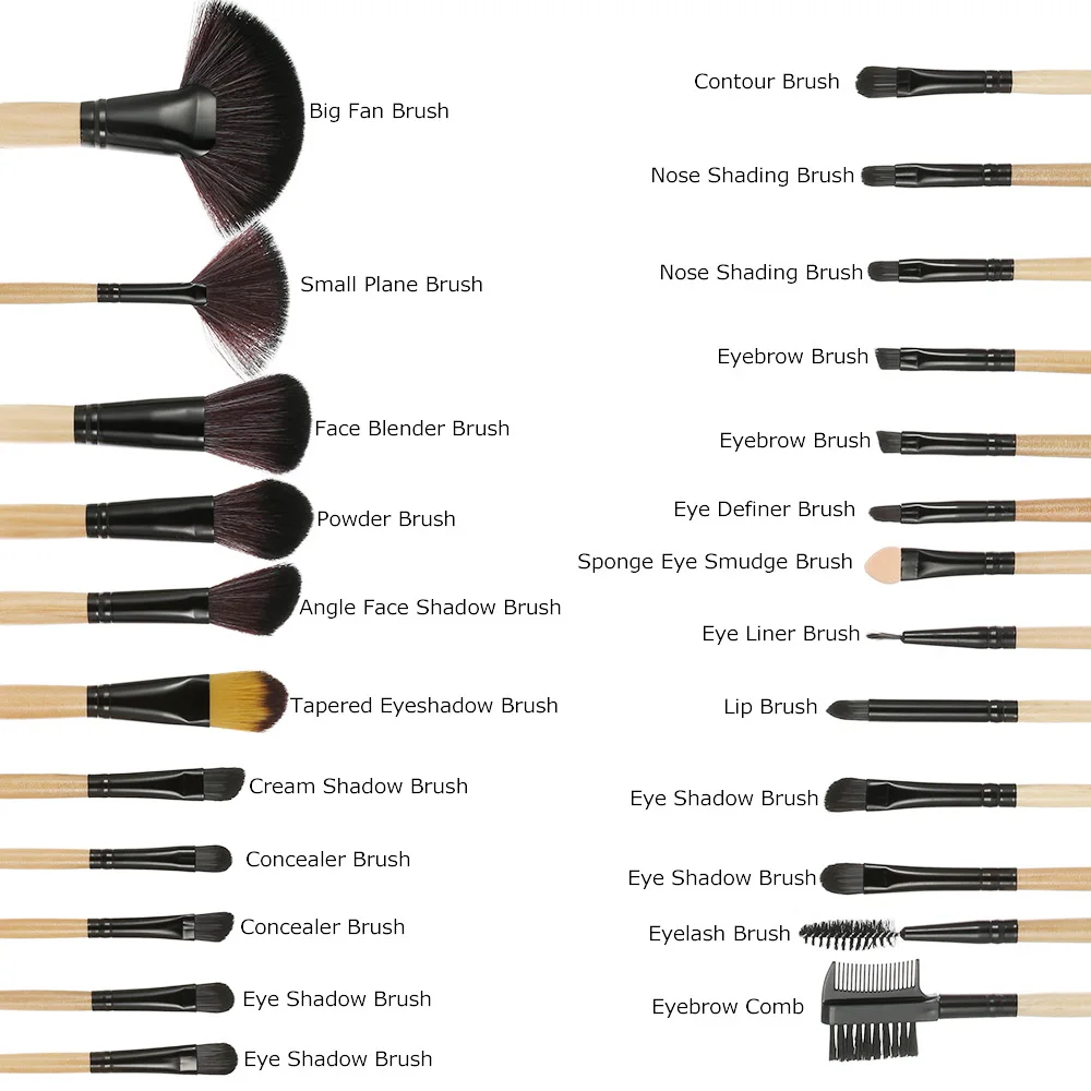 24 шт. Профессиональный набор кистей для макияжа Essential Косметика Make Up кисти комплект для пудры тени для век подводка для глаз бровей кисти