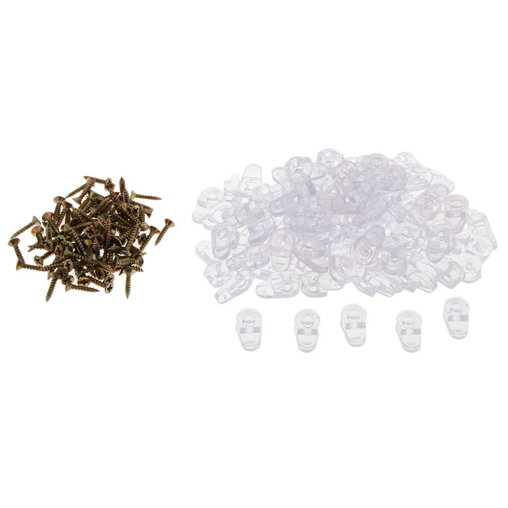 

100PCS Plastic Glass Retainer Transparent Mirror Cabinet Fix Clips MF999