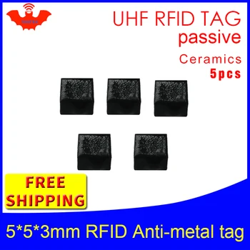 

UHF RFID metal tag 915mhz 868mhz Alien Higgs3 EPC 5pcs free shipping 5*5*3mm very small square Ceramics smart passive RFID tags