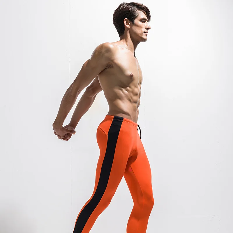 Мужские штаны для бега, баскетбольные обтягивающие колготки для футбола и бега, леггинсы, спортивные брюки, мужские нейлоновые спортивные быстросохнущие штаны - Цвет: orange black