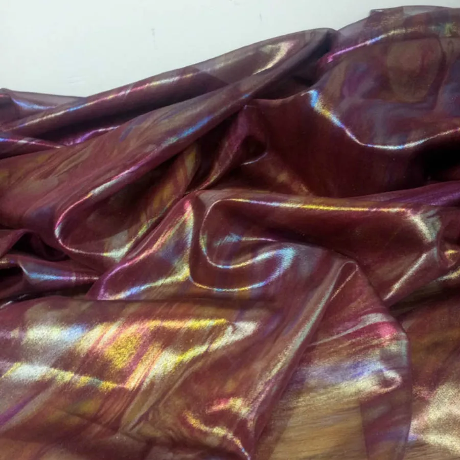 

Stage Cosplay Dress Fabric Bronzed Chiffon Shiny 30D Silk Chiffon Fabric Bronzing Wedding Dress Costume Material DIY 1 Meter