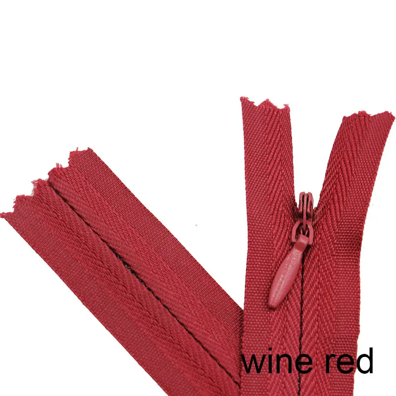 wine red 10 шт 3#15 см-28 см; большие размеры 35-40 см, 45 см 50 см 55 60 невидимых застежек-молний нейлона катушка молнии по индивидуальному заказу для ручной швейной ткани аксессуары - Цвет: wine red