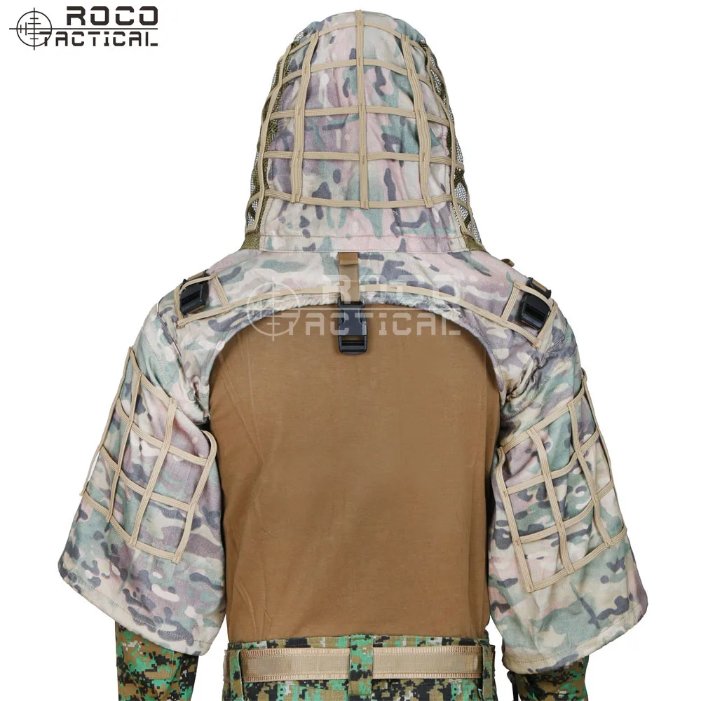 ROCOTACTICAL Military Sniper Ghillie Viper Hood Combat Ghillie Suit Foundation Hood Jacket Camouflage Woodland ghillie suit