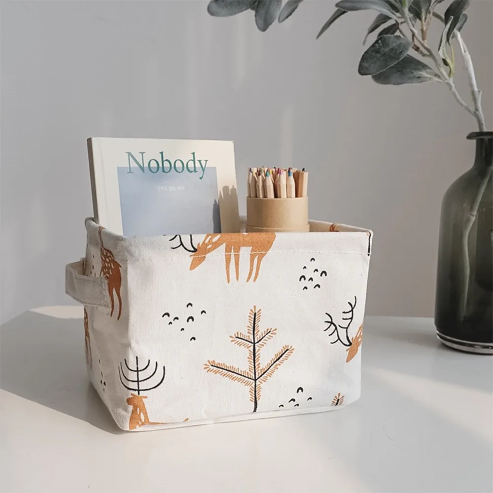 Настольный для домашнего пользования Sundries хлопок и лен мультфильм портативная корзина для хранения