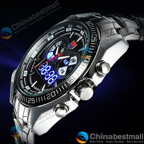 TVG брендовые роскошные часы из нержавеющей стали, цифровые спортивные светодиодный часы для мужчин, 30 м, двойное движение, мужские водонепроницаемые часы ts, Relogio Masculino