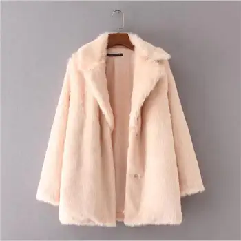 

European station 2018 autumn women's new imitation fur Turn-down Collar loose fashion casual Faux Fur coat