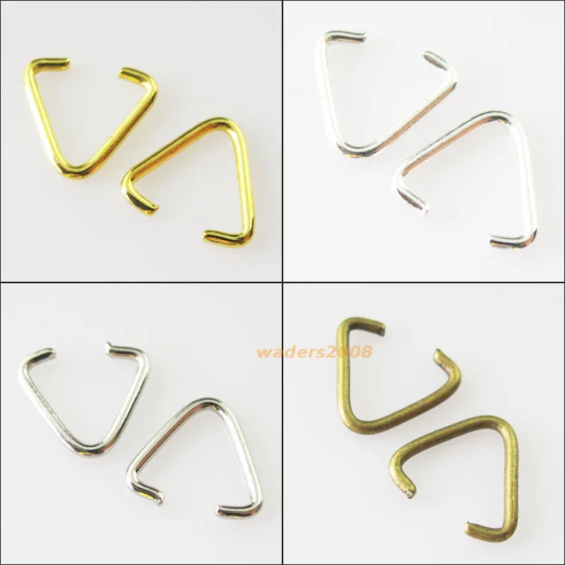 

70Pcs Triangle Jump Rings Connectors Bails Gold Dull Silver Bronze Plated 10.5x11mm