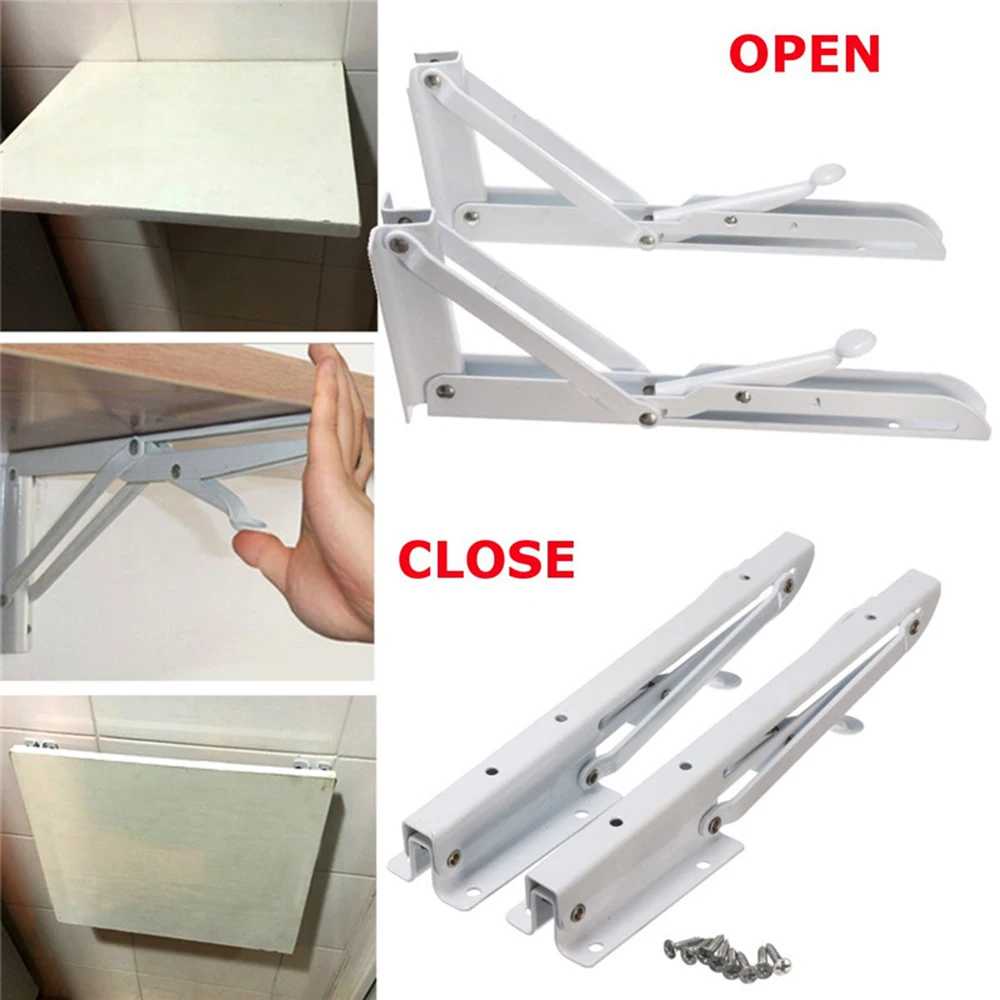 

2Pcs Triangular Folding Shelf Bracket Metal Release Catch Support Bench Table Folding Bracket Home Tool