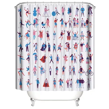 

1.8*1.8m New Moldproof Waterproof Animal 3D Printed Modern style Bathroom Bath Shower Curtain Eco-friendly 12 Hooks L701