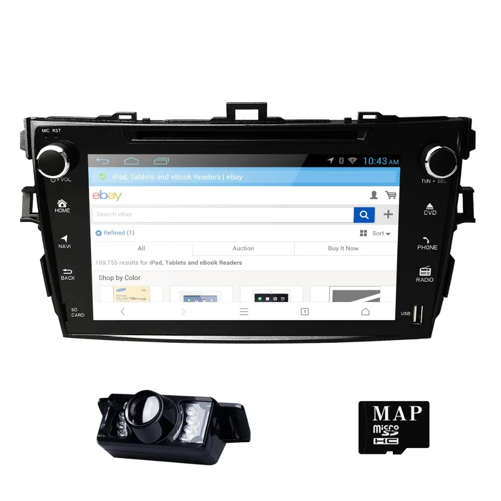 

Hizpo Car DVD Player GPS Audio AutoRadio 2Din Head Unit For TOYOTA Corolla 2007/2008/2009/2010/2011 BT Bluetooth Touch Screen EQ