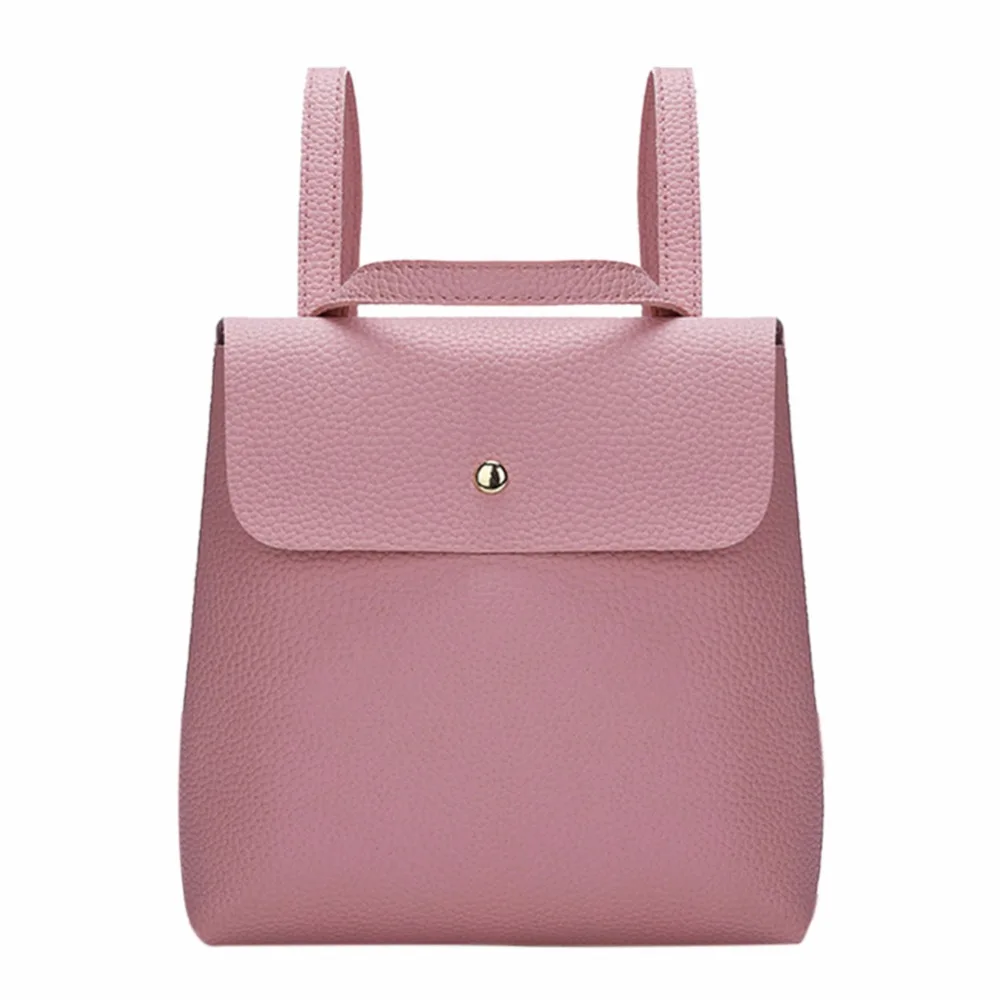 

Leather Mini Hasp Backpacks Small Shoulder Bag Pure School Travel Bag sac a dos mochila feminina back pack mochilas mujer 2019