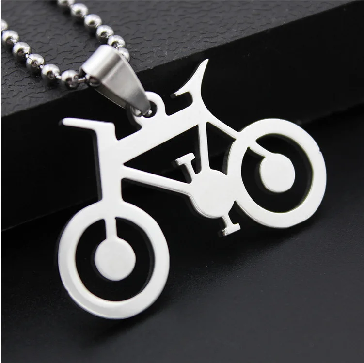 

10 Stainless Steel Geometric Mountain Travel Bicycle Necklace Hollow Round bike Pendant charm Necklace Jewelry for love gift