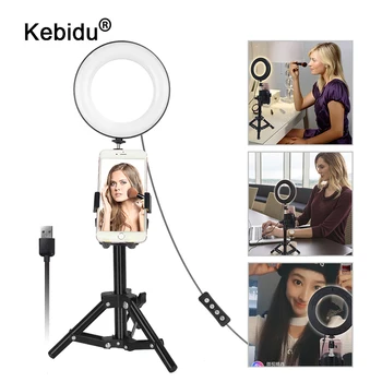 

6 inch Photo Studio Phone Stand with LED Beauty Ring Light Photography Dimmable Fill-in Light Lamp+Tripod For Selfie Live Show