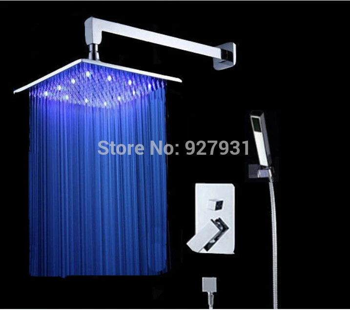 Wholesale Retail LED Color Changing Shower Faucet 8 Conceal Install Rainfall Shower Mixer Tap