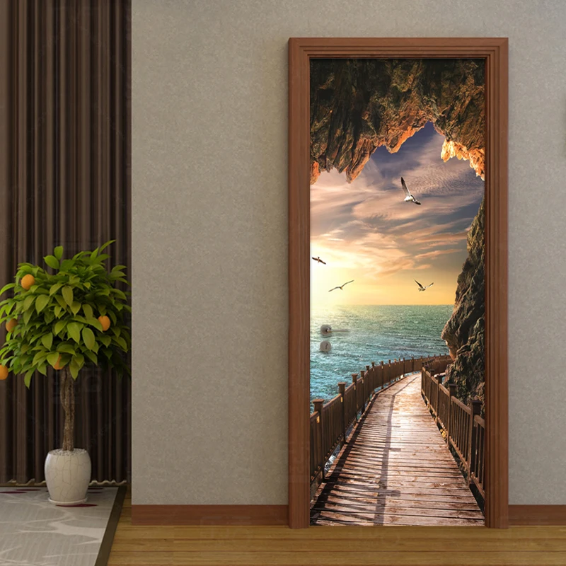 Современные креативные 3D стерео рельефные цветы обои для гостиной кабинет дверь наклейка ПВХ самоклеющиеся водонепроницаемые настенные стикеры s 3 D