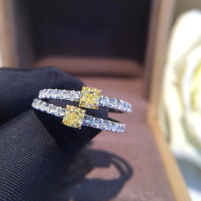 Кольцо с натуральным бриллиантом 18K золото чистое красивое кольцо драгоценными