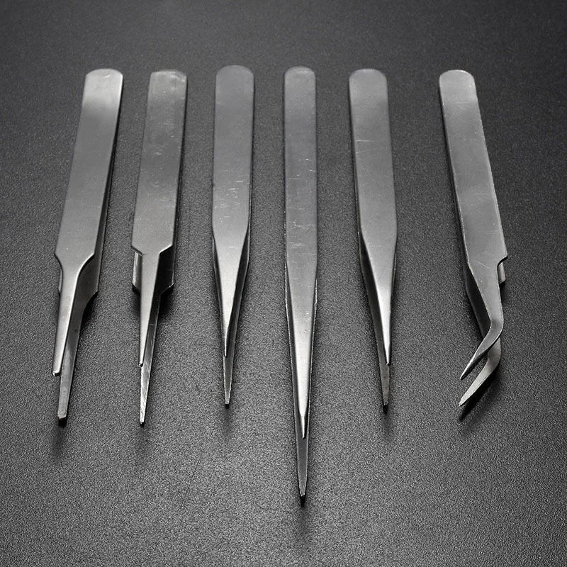 

Hot 6Pcs Pro Anti-Static Stainless Steel Tweezers Set Maintenance Tools