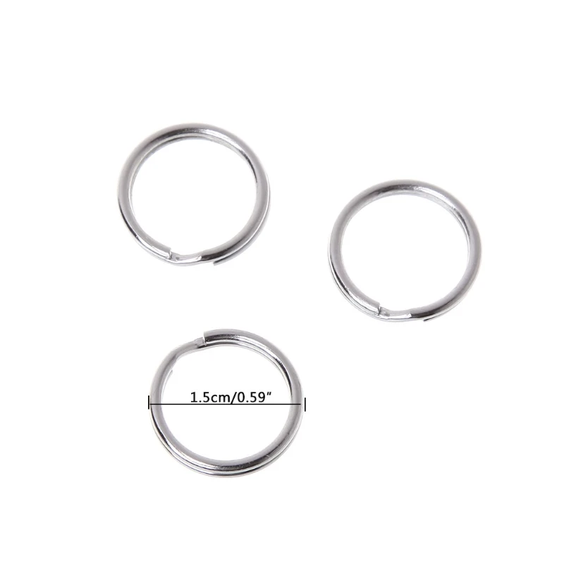 30 шт./пакет 15 мм кольцо для ключей Нержавеющая сталь раздельный брелок для повседневного использования, круглые серьги-кольца с пряжкой Аксессуары для скалолазания