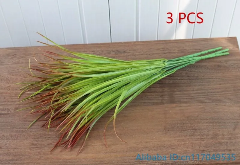 1 шт. Искусственный пластик красный топ зеленый длинные листья трава растение для украшения дома F371