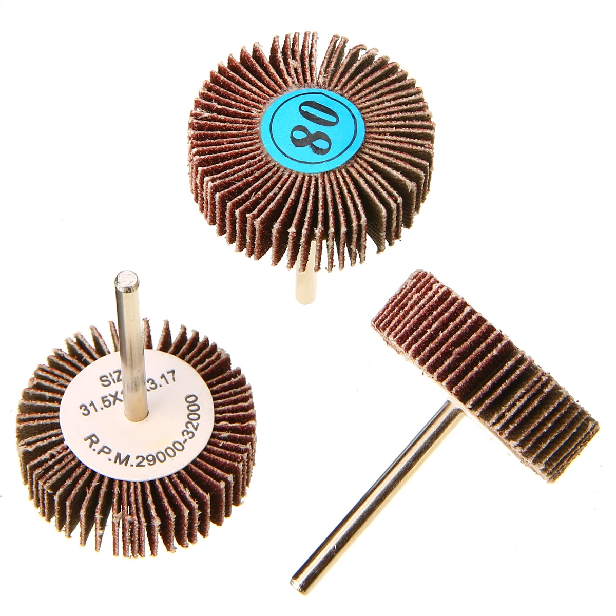 10pcs 80 Grit 3.17mm Shank Flap Wheels Sanding Discs Set Grinding Brush Sand for Power Rotary Tool