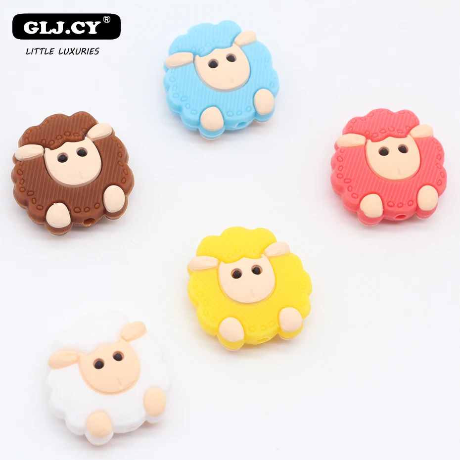 

50pcs DIY Baby Pacifier Chain Silicone Beads Accessories Cartoon Sheep Mini Silicone Beads Baby Food Grade Silicone Beads