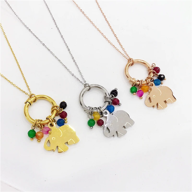 

New Stainless Steel Animal Necklace Chokers Fashion Necklaces Elephant Charms Pendants Necklace Gold Chain Women Jewelry Gifts