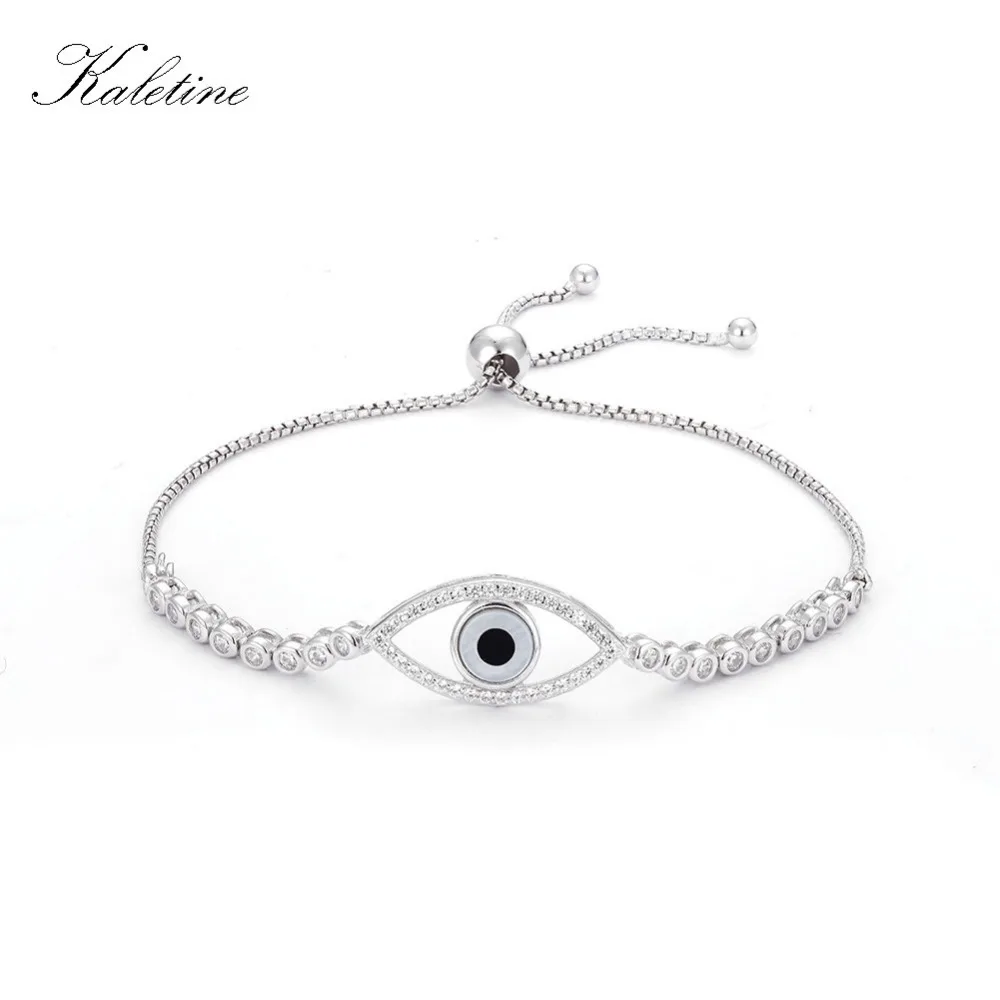 Роскошные стерлингового серебра 925 женщина Браслеты CZ Кристалл Талисманы браслет сглаза Хамса Бусины браслет для Для женщин ювелирные изделия