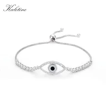 Роскошные стерлингового серебра 925 женщина Браслеты CZ Кристалл Талисманы браслет сглаза Хамса Бусины браслет для Для женщин ювелирные изделия