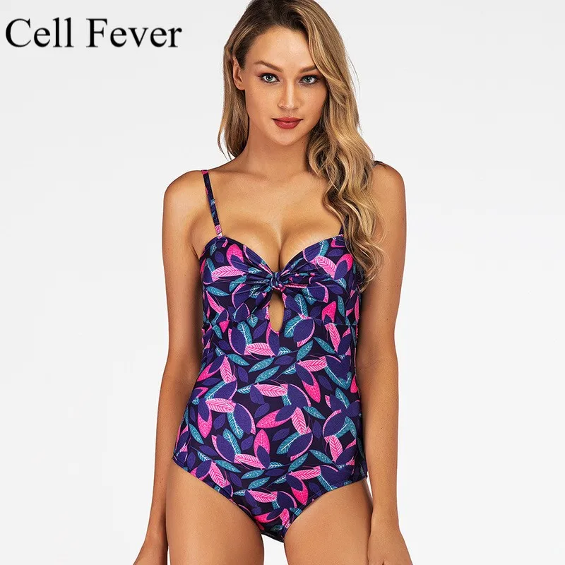 

2019 Print Floral One Piece Swimsuit Women Swimwear Bandage Cut Out Mnokini Bathing Suits Female Backless Brazilian Swim Suit