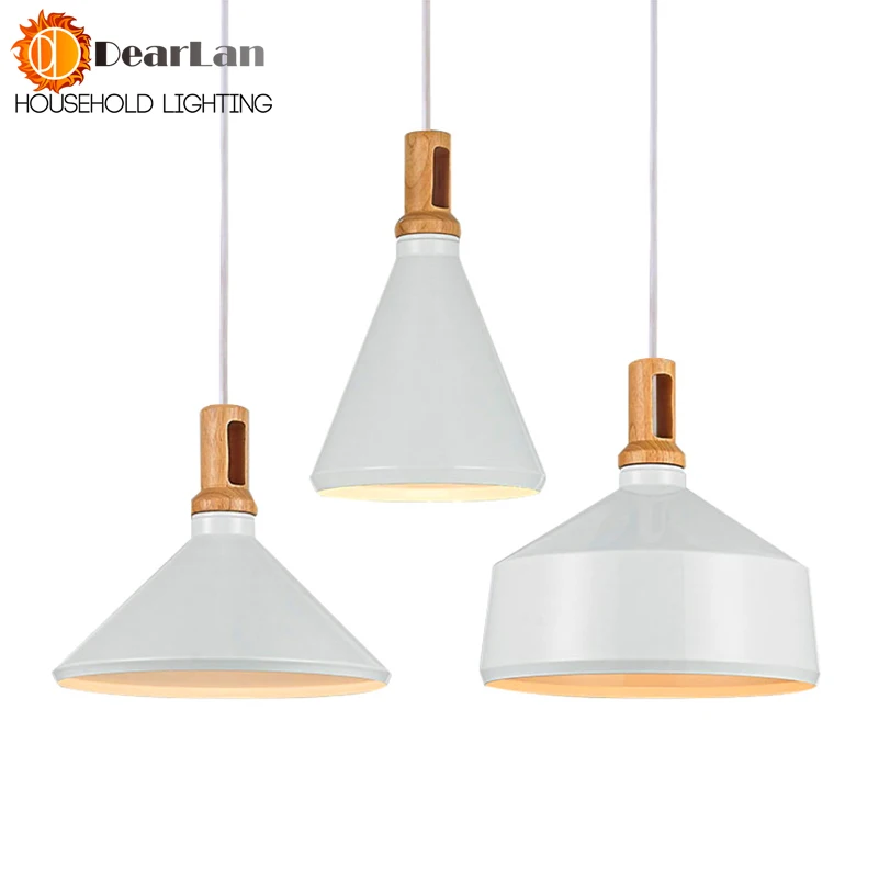 

Pure Natural Wood Makes Modern White Pendant Lamps Modern Wood Alluminum Droplight Lamps With Red Wire Dining Room Pendant Light