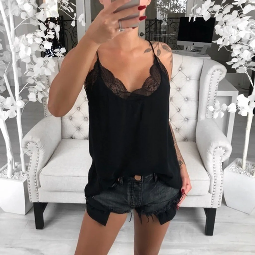 Moda Mujer Verano Топ женские летние кружевные лоскутные кофты повседневные топы жилет без рукавов элегантное дамское сексуальное нижнее белье femme#5
