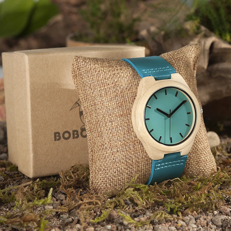 BOBO BIRD CbF20 Leather Band Wooden Watches Men Handmade Maple Fashion Casual Design Watches for Male as Gifts